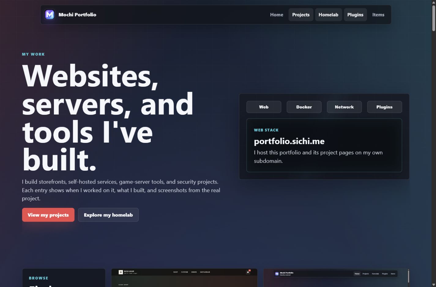 Live portfolio browser screenshot